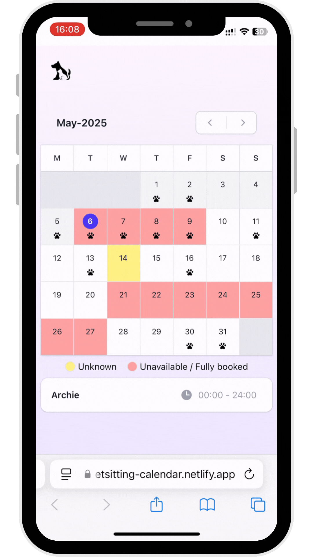 Pet Sitting Calendar thumbnail